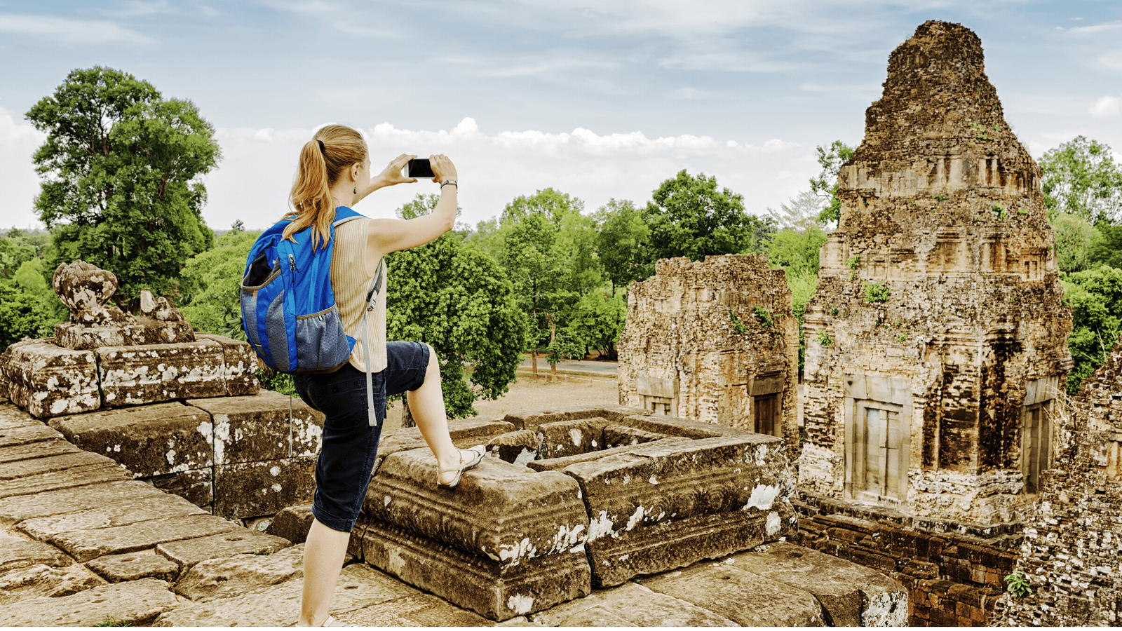 image showing woman in angkor wat Japanese encephalitis vaccine