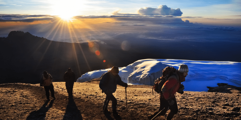 Trekkers on Mount Kilimanjaro