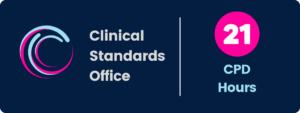Image showing '21 CPD Hours' and the Clinical Standards Office logo for the Minor Illness in Young People Course