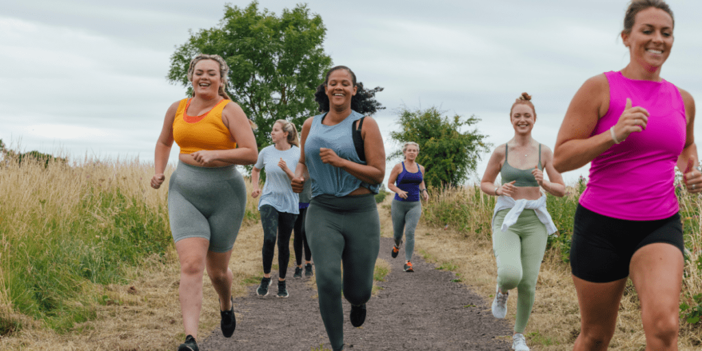 A group of women running. Exercise is proven to be good for your mental health.