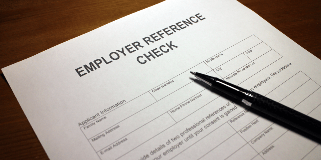 An image of a job reference check document