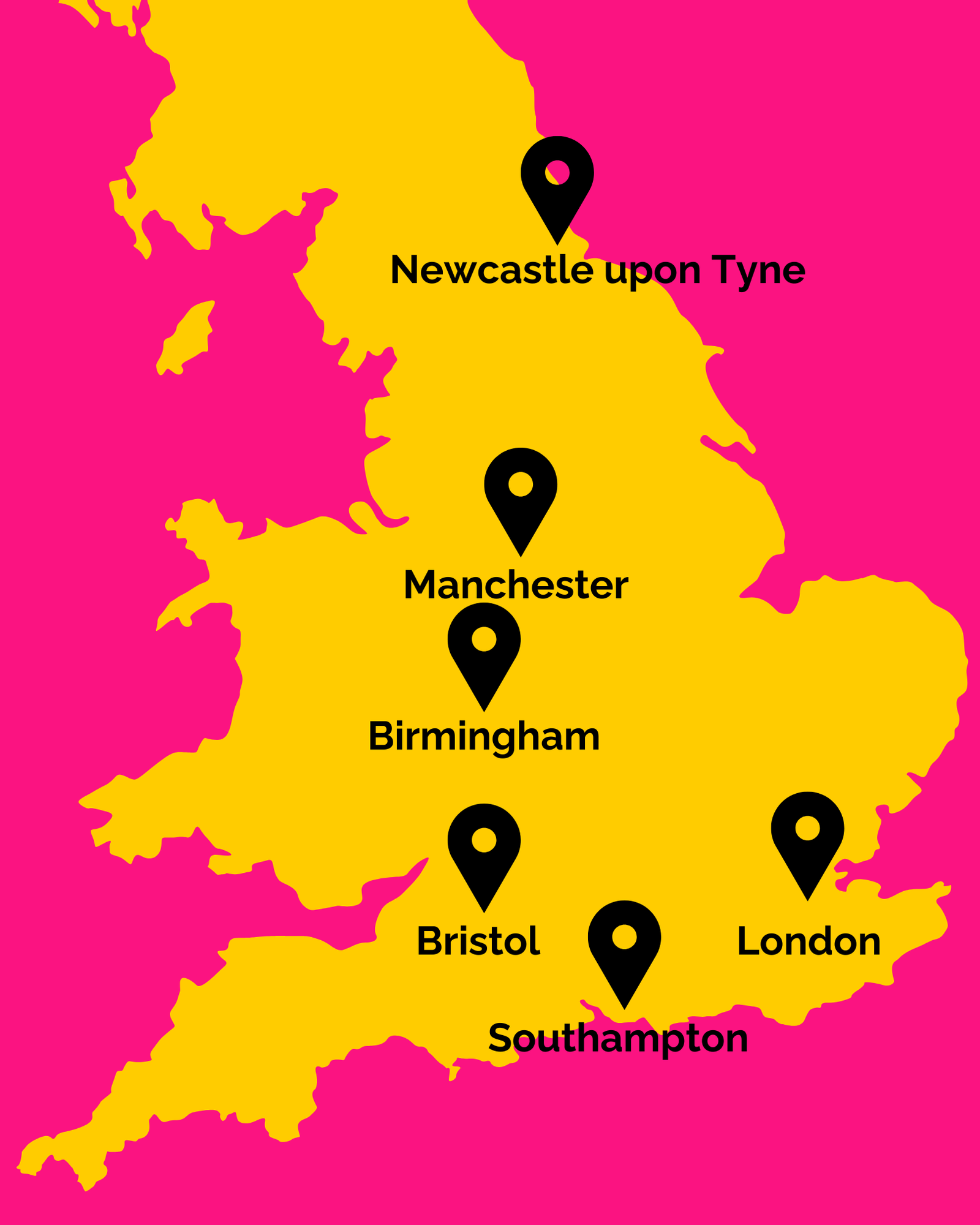 Image showing map of England with Flu Workshop locations