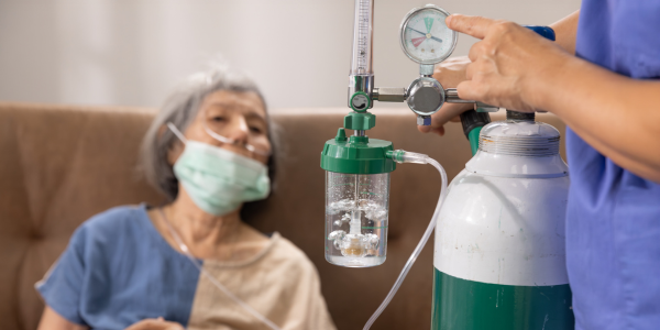 Woman with COPD who requires nasal oxygen -COPD Update in Primary Care