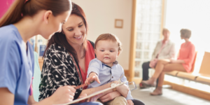 Image showing nurse assessing paediatric patient